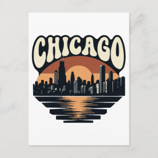 Chicago Skyline Lake Michigan Vintage Willis Tower Postcard