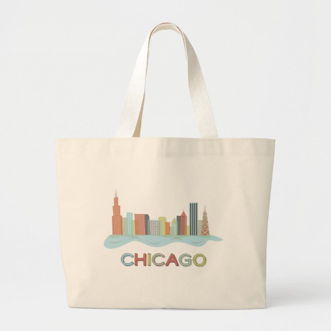 Chicago Skyline Large Tote Bag (Front)