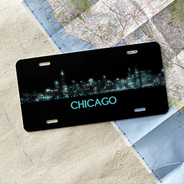 Chicago Skyline License Plate Zazzle