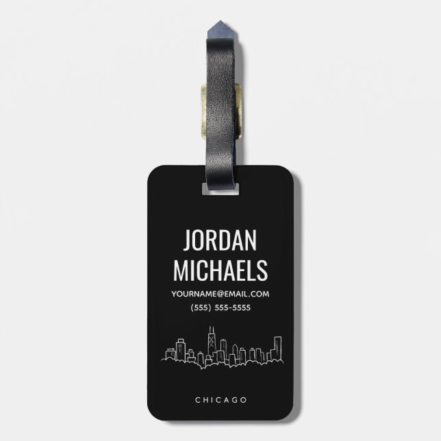 Chicago Skyline Luggage Tag (Back Vertical)