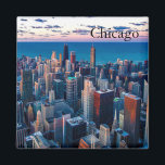 Chicago Skyline Magnet<br><div class="desc">Chicago Skyline nature kitchen magnet. It is beautiful artistic painted view of Chicago. It is best advertisement for travel to Chicago.</div>