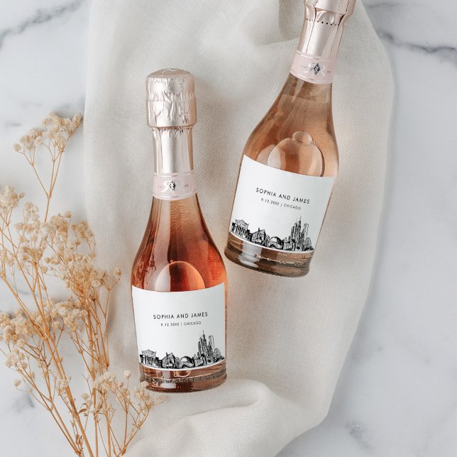 Chicago Skyline Mini Sparkling Wine Label (Creator Uploaded)