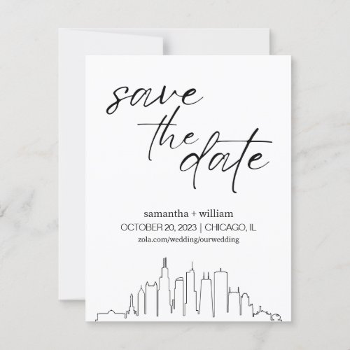 Chicago Skyline MINIMALIST Save The Date Invitation
