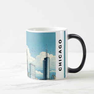 Chicago Skyline Modern Blue Color Morph Mug