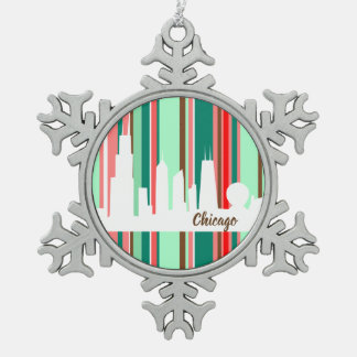 Chicago skyline modern Christmas ornament