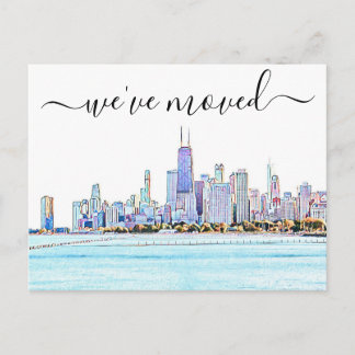 Chicago Skyline Moving Announcement Postcard
