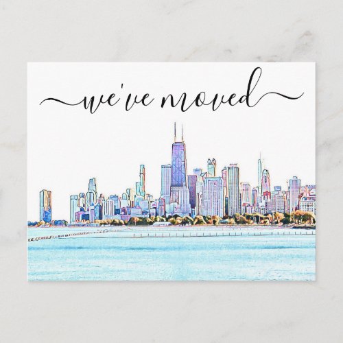 Chicago Skyline Moving Announcement Postcard