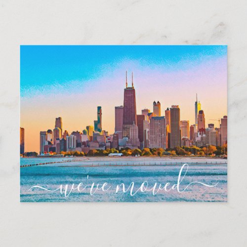 Chicago Skyline Moving Announcement Postcard