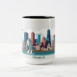 Chicago Skyline Mug, 15oz Two-Tone Coffee Mug