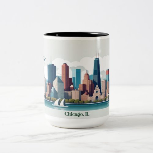 Chicago Skyline Mug 15oz Two_Tone Coffee Mug