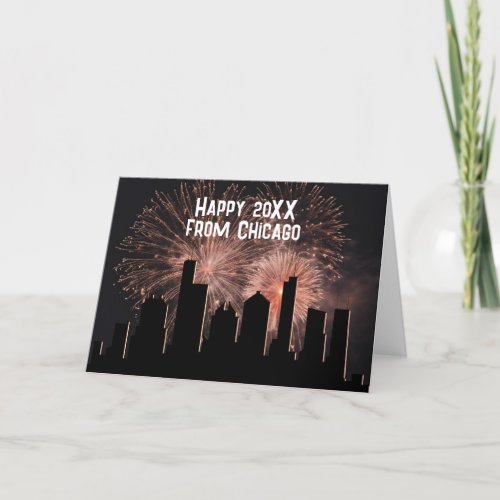 Chicago Skyline New Year Holiday Card