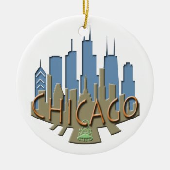Chicago Skyline Newwave Beachy Ceramic Ornament by theJasonKnight at Zazzle
