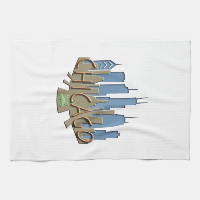 Chicago Skyline newwave beachy Towel (Horizontal)