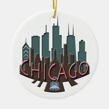 Chicago Skyline Newwave Chocolate Ceramic Ornament by theJasonKnight at Zazzle