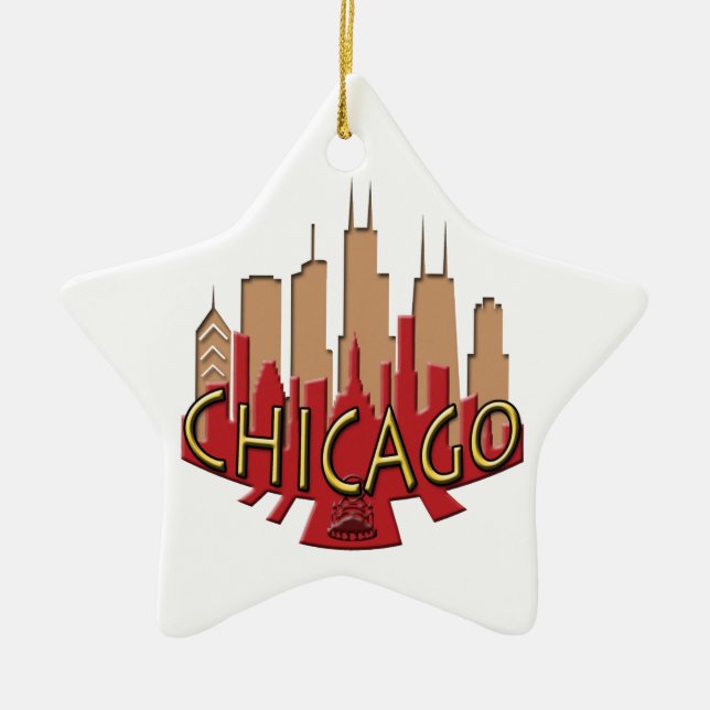 Chicago Skyline newwave hot Ceramic Ornament (Front)