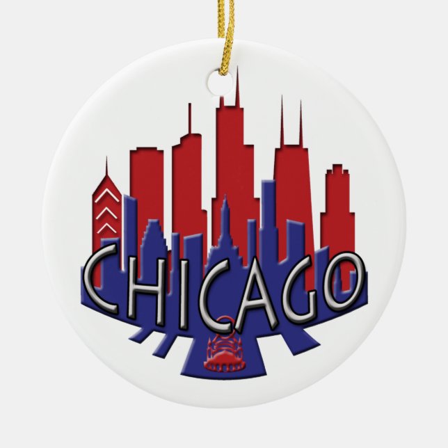 Chicago Skyline newwave patriot Ceramic Ornament (Front)