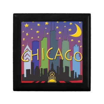 Chicago Skyline Nightlife Jewelry Box by theJasonKnight at Zazzle