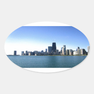 Chicago Skyline Oval Sticker