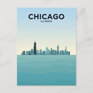 Chicago Skyline Over Lake Postcard