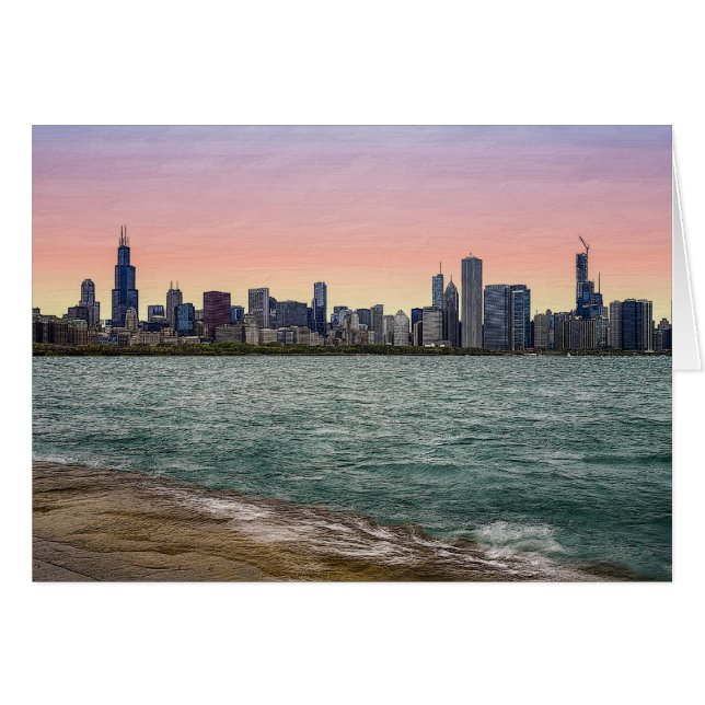 Chicago Skyline Painterly Cards (Front Horizontal)