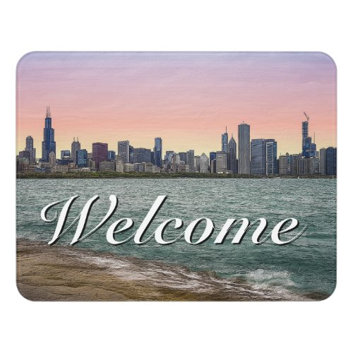 Chicago Skyline Painterly Door Welcome Sign