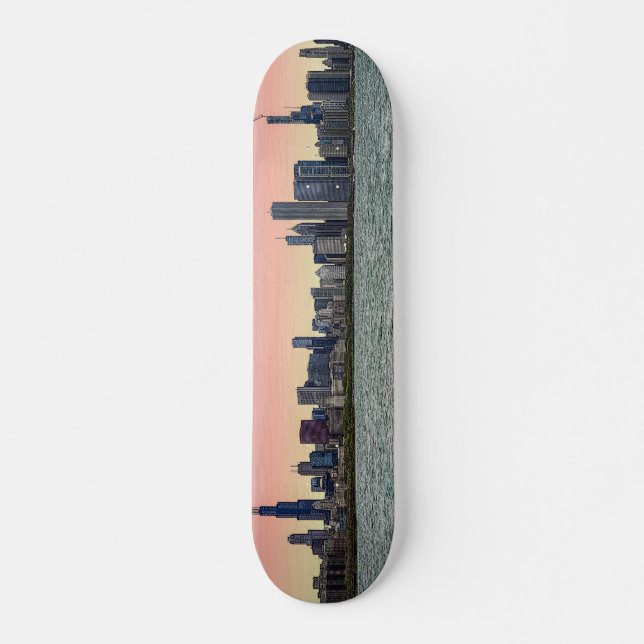 Chicago Skyline Painterly Skateboard (Front)