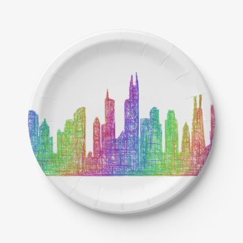 Chicago Skyline Paper Plates by ZYDDesign at Zazzle