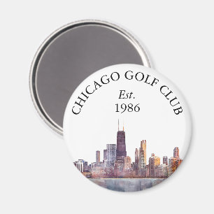Chicago Skyline Personalized Golf Club Name Magnet