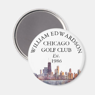 Chicago Skyline Personalized Golf Club Name Magnet