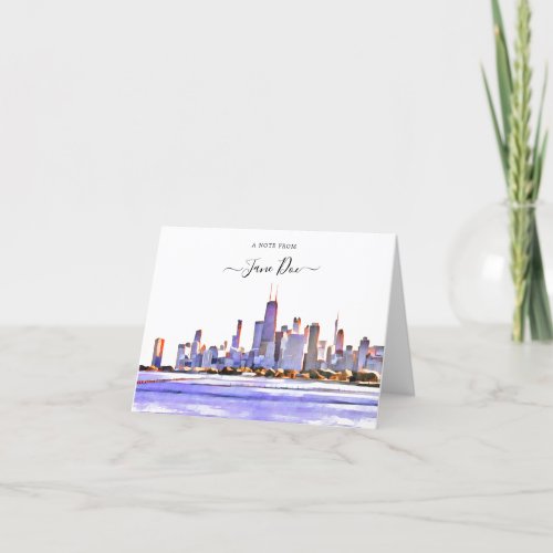 Chicago Skyline Personalized Note Card