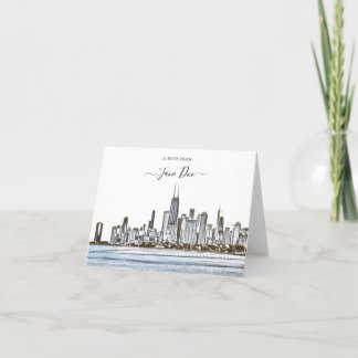 Chicago Skyline Personalized Note Card