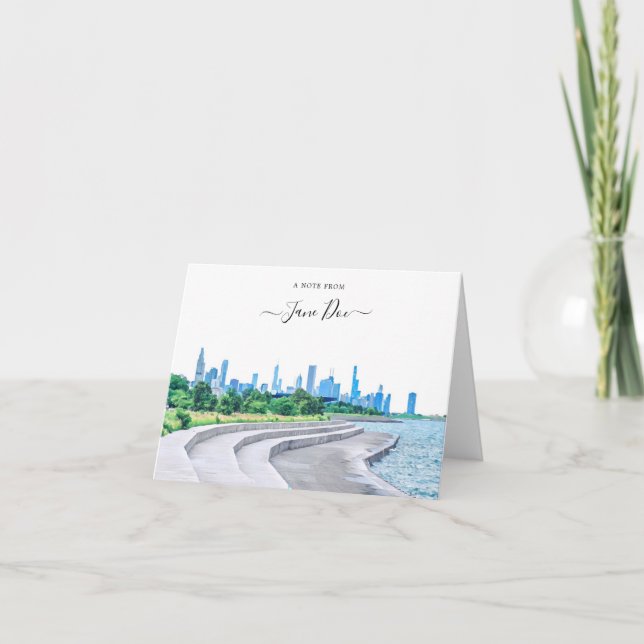 Chicago Skyline Personalized Note Card (Front)