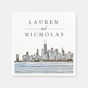 Chicago Skyline Personalized Wedding Napkins