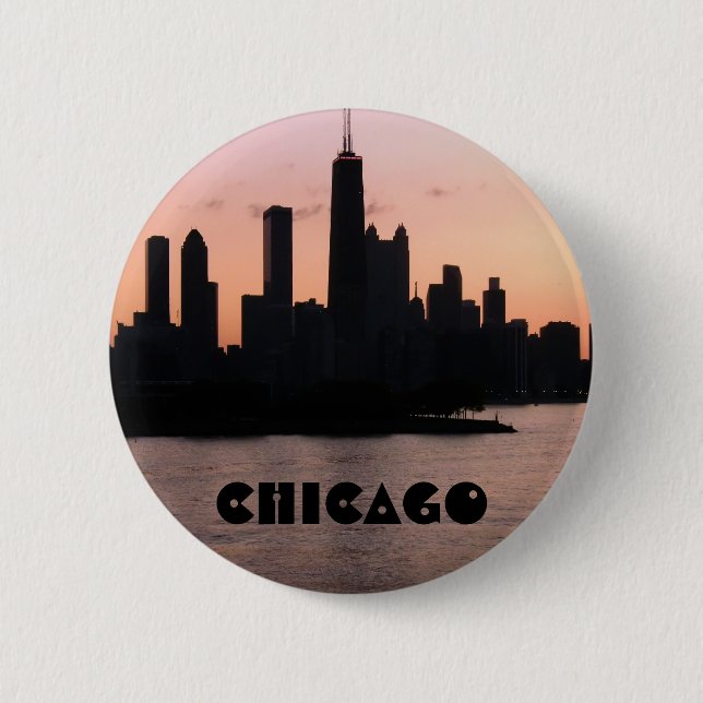 Chicago skyline pinback button (Front)