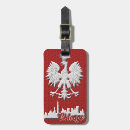 Chicago Skyline Polish Eagle Luggage Tag