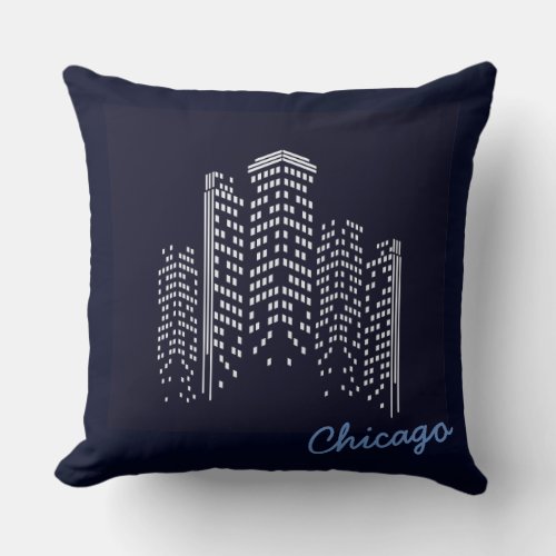 Chicago Skyline Polyester Pillow