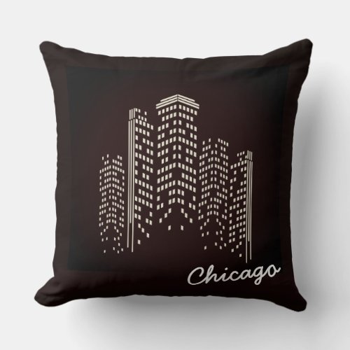 Chicago Skyline Polyester Pillow