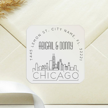 Chicago Skyline | Pre-addressed Envelope Seal by colorjungle at Zazzle