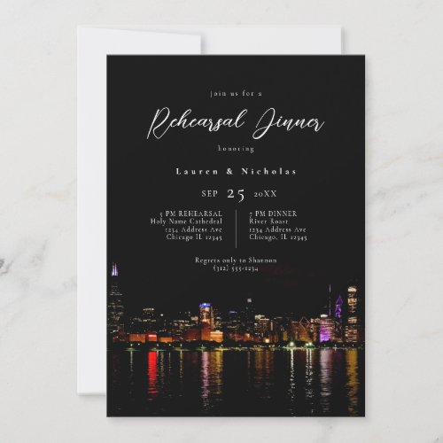 Chicago Skyline Rehearsal Dinner Invitation