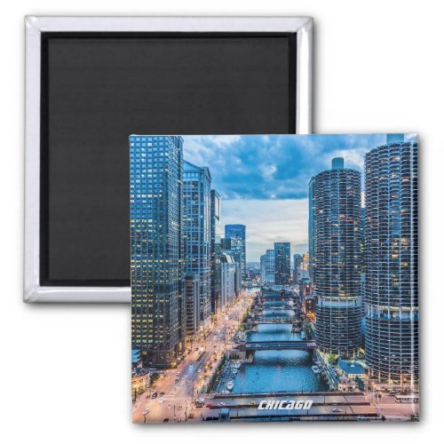 Chicago Skyline River City Magnet