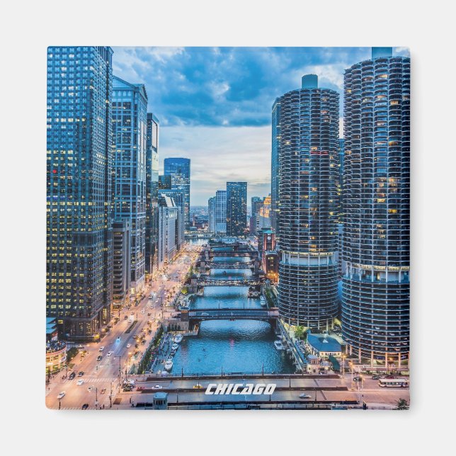 Chicago Skyline River City Magnet (Front)