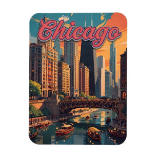 Chicago Skyline Riverfront  Magnet
