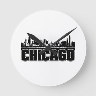 Chicago Skyline Round Clock