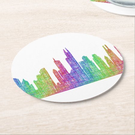 Chicago Skyline Round Paper Coaster