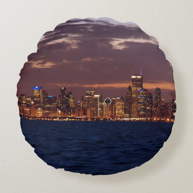 Chicago Skyline round pillow (Front)