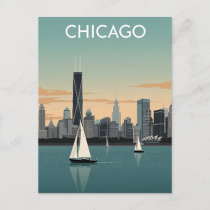 Chicago Skyline Sailboats Postcard