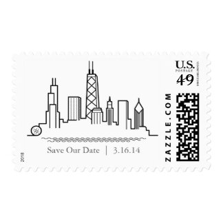 Chicago Skyline Save the Date Stamp