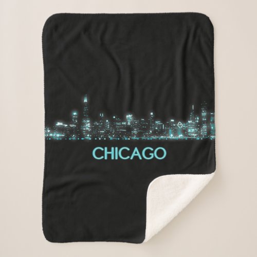 Chicago Skyline Sherpa Blanket