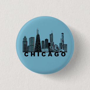 Chicago Skyline Silhouette  Button