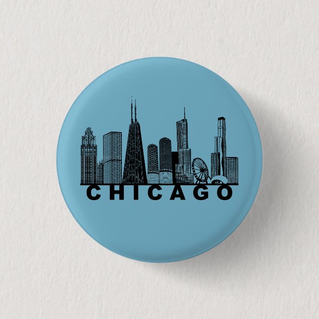 Chicago Skyline Silhouette  Button (Front)